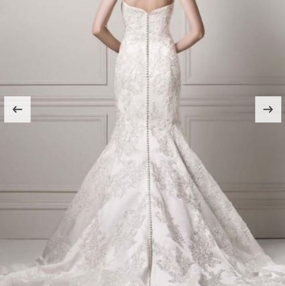 Oleg Cassini Satin Lace Strapless Wedding Dress! Never worn! Size 10 - Picture 5 of 13